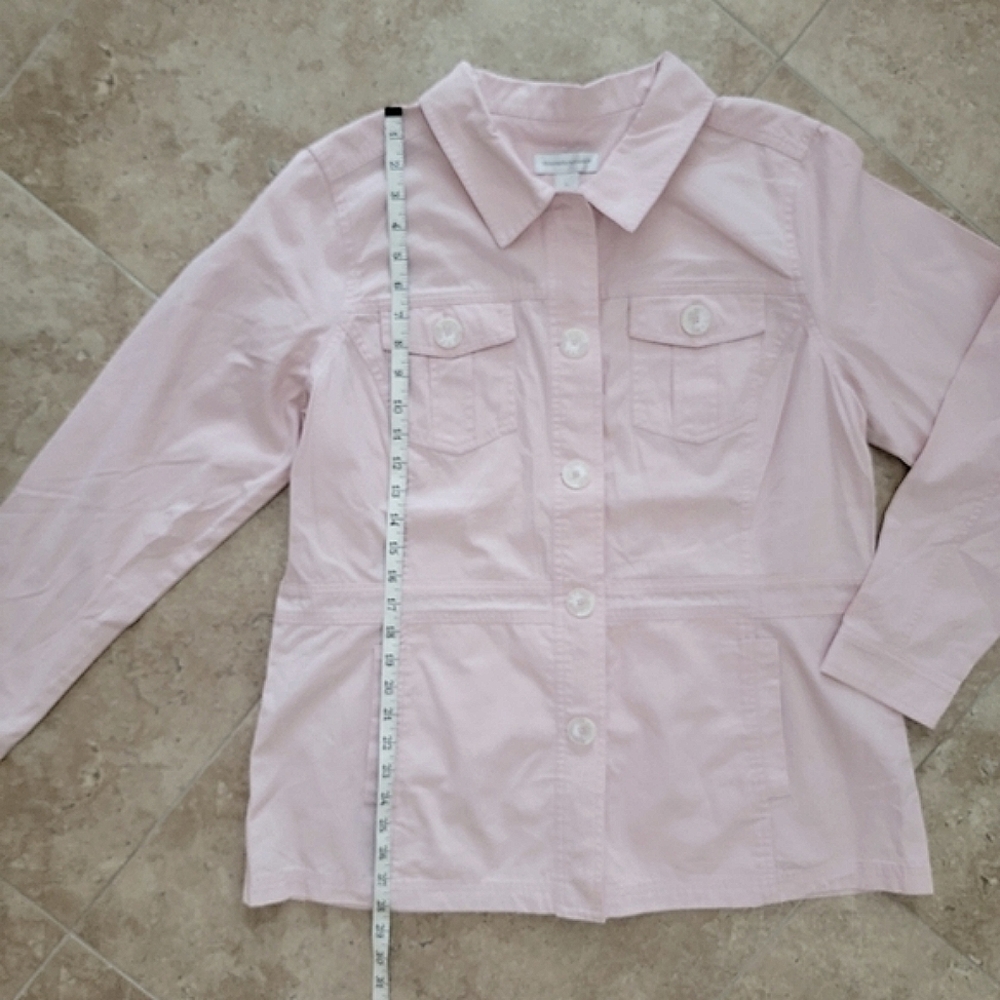 NWOT XL 100% Cotton Button-Front Shirt Jacket in Soft Pink Christopher & Banks - Picture 4 of 14